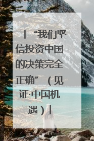 “我们坚信投资中国的决策完全正确”（见证·中国机遇）