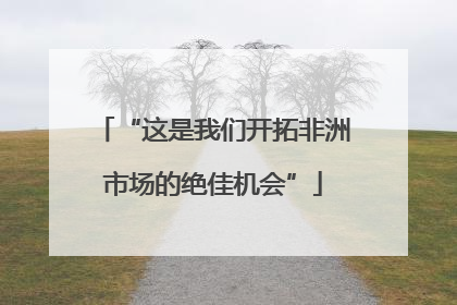 “这是我们开拓非洲市场的绝佳机会”