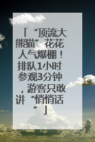 “顶流大熊猫”花花人气爆棚！排队1小时参观3分钟，游客只敢讲“悄悄话”