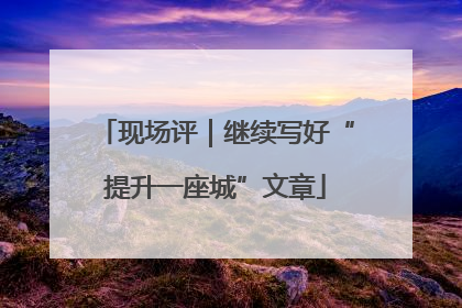 现场评｜继续写好“提升一座城”文章