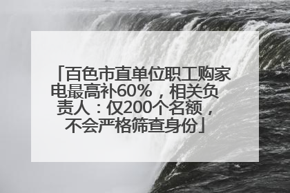 百色市直单位职工购家电最高补60％，相关负责人：仅200个名额，不会严格筛查身份