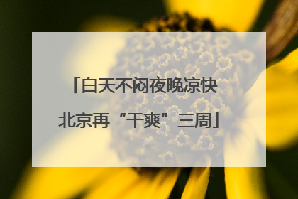 白天不闷夜晚凉快 北京再“干爽”三周