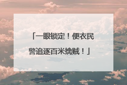 一眼锁定！便衣民警追逐百米擒贼！