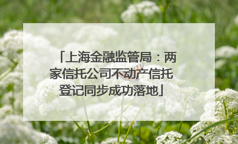 上海金融监管局：两家信托公司不动产信托登记同步成功落地