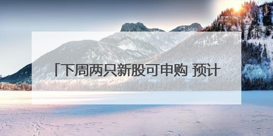 下周两只新股可申购 预计合计募资11.26亿元