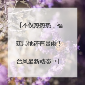 不仅热热热，福建局地还有暴雨！台风最新动态→