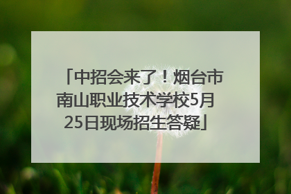 中招会来了！烟台市南山职业技术学校5月25日现场招生答疑