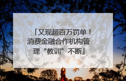 又现超百万罚单！消费金融合作机构管理“教训”不断