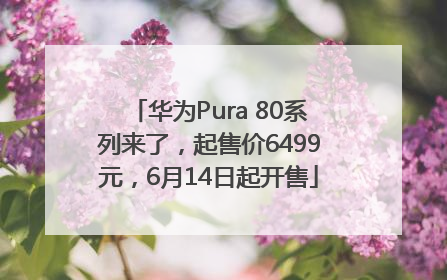 华为Pura 80系列来了，起售价6499元，6月14日起开售