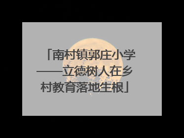 南村镇郭庄小学——立德树人在乡村教育落地生根