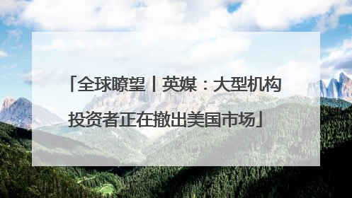 全球瞭望丨英媒：大型机构投资者正在撤出美国市场