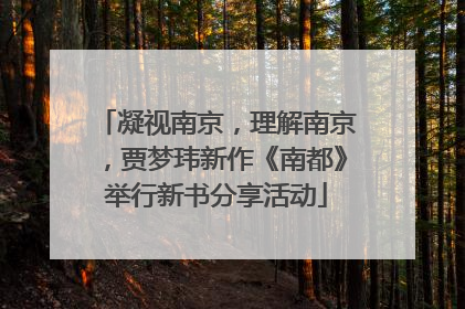 凝视南京，理解南京，贾梦玮新作《南都》举行新书分享活动