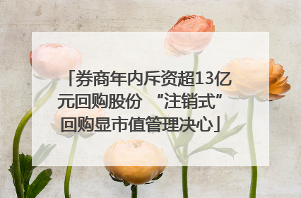 券商年内斥资超13亿元回购股份 “注销式”回购显市值管理决心