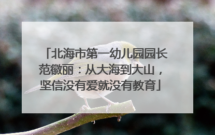 北海市第一幼儿园园长范徽丽：从大海到大山，坚信没有爱就没有教育