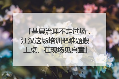 基层治理不走过场，江汉这场培训把难题搬上桌、在现场见真章