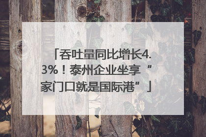 吞吐量同比增长4.3%！泰州企业坐享“家门口就是国际港”