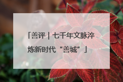 善评｜七千年文脉淬炼新时代“善城”