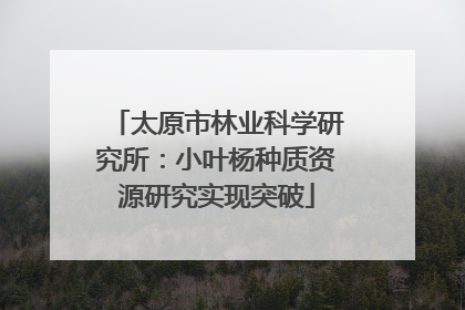 太原市林业科学研究所：小叶杨种质资源研究实现突破