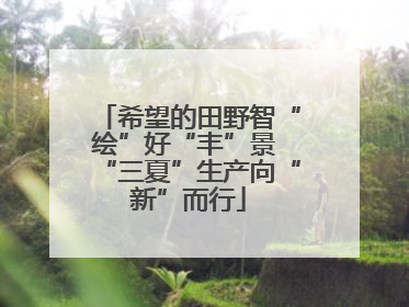 希望的田野智“绘”好“丰”景 “三夏”生产向“新”而行