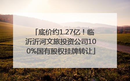底价约1.27亿！临沂沂河文旅投资公司100%国有股权挂牌转让