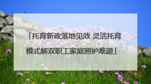 托育新政落地见效 灵活托育模式解双职工家庭照护难题