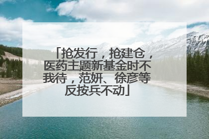 抢发行，抢建仓，医药主题新基金时不我待，范妍、徐彦等反按兵不动
