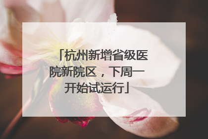 杭州新增省级医院新院区，下周一开始试运行