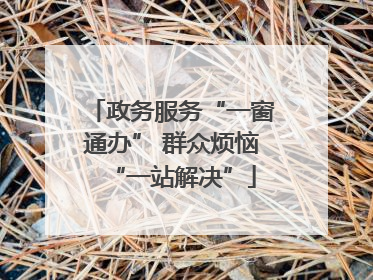 政务服务“一窗通办” 群众烦恼“一站解决”