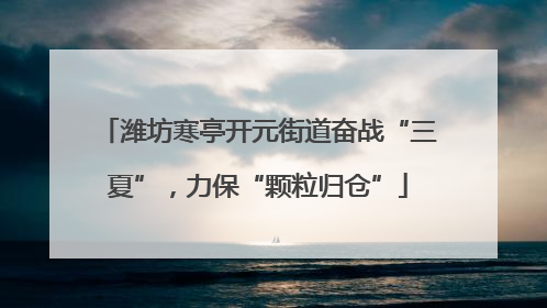 潍坊寒亭开元街道奋战“三夏”，力保“颗粒归仓”