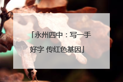 永州四中：写一手好字 传红色基因