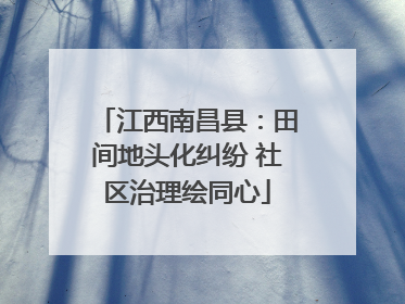江西南昌县：田间地头化纠纷 社区治理绘同心