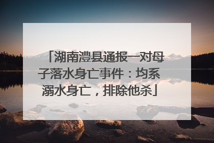湖南澧县通报一对母子落水身亡事件：均系溺水身亡，排除他杀