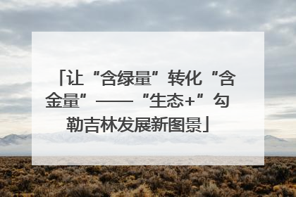 让“含绿量”转化“含金量”——“生态+”勾勒吉林发展新图景