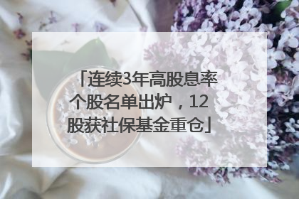 连续3年高股息率个股名单出炉，12股获社保基金重仓