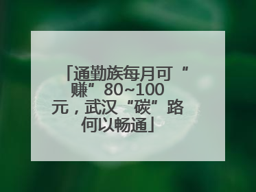 通勤族每月可“赚”80~100元，武汉“碳”路何以畅通