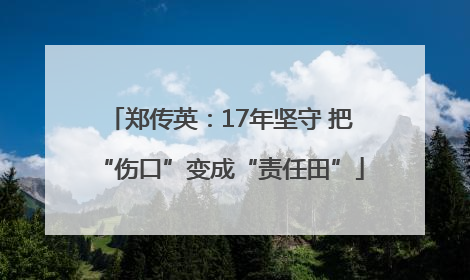 郑传英：17年坚守 把“伤口”变成“责任田”