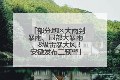 部分地区大雨到暴雨、局部大暴雨、8级雷暴大风！安徽发布三预警