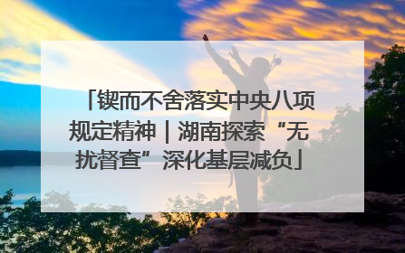 锲而不舍落实中央八项规定精神｜湖南探索“无扰督查”深化基层减负