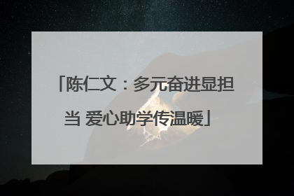 陈仁文：多元奋进显担当 爱心助学传温暖