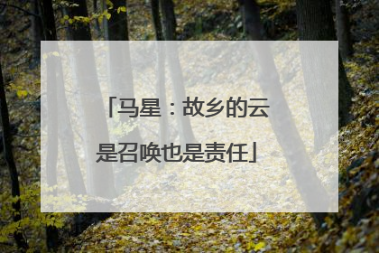 马星：故乡的云是召唤也是责任