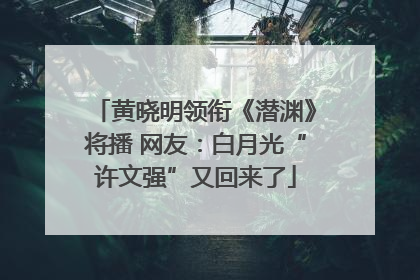 黄晓明领衔《潜渊》将播 网友：白月光“许文强”又回来了
