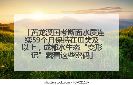 黄龙溪国考断面水质连续59个月保持在Ⅲ类及以上，成都水生态“变形记”藏着这些密码