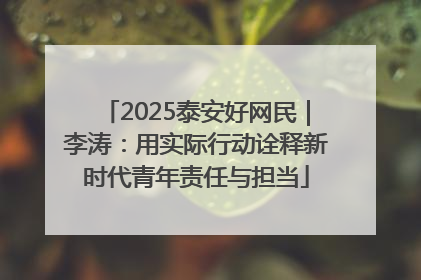 2025泰安好网民｜李涛：用实际行动诠释新时代青年责任与担当