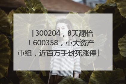 300204，8天翻倍！600358，重大资产重组，近百万手封死涨停