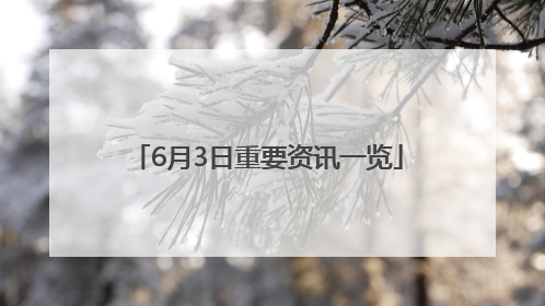 6月3日重要资讯一览